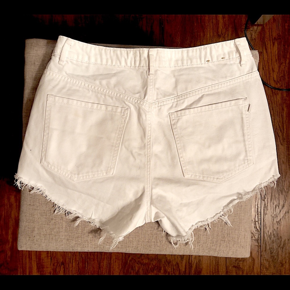 White Distressed Denim Shorts